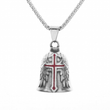 Retro Punk Style Men s Cross Lucky Bell Angel Wing Knight Bell Keychain Motorcycle Riding Guardian Bell Accessories