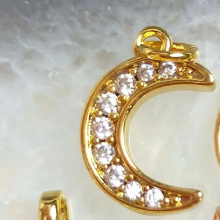 5pcs Moon Pendant Necklace High CZ Pave Silver Plated Wave For DIY Girls Women Bracelet Y