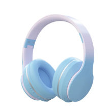 (XK Blue) Headset Bluetooth Headphone Wireless Music Gradient Color with Mic Gamer Earphone Kids Lovely Christmas Gifts