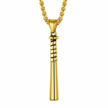 Baseball Bat Necklaces Mens Boys Pendants Sport Fan 18K Gold/Black/Stainless Steel Chain PSP4576