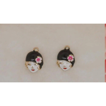 30pcs/lot painting girl pendant tag alloy enamelled DIY jewelry making accessories of necklace bracelet headdress