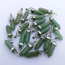 Aventurine 24pc natural stone crystal High pillar Pendants & necklaces for making Jewelry charm
