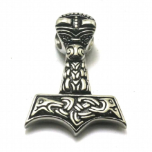 Boy 316L Stainless Steel Newest Mini Two-sided Thors Hammer Vintage Pendant