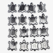 24Pcs No Magnetic Hematite Turtle Pendant Charm Meditation Spiritual for Men Necklace Jewelry Making Extra 25x19x3mm