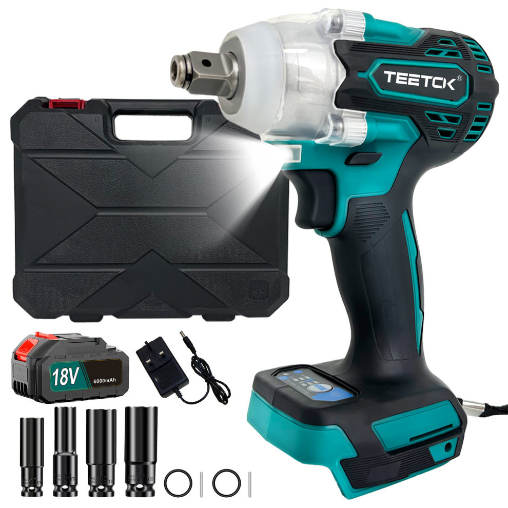 Impact Wrench Brushless Driver Cordless Rattle Gun Socket+6.0A Battery-Makita Compatible