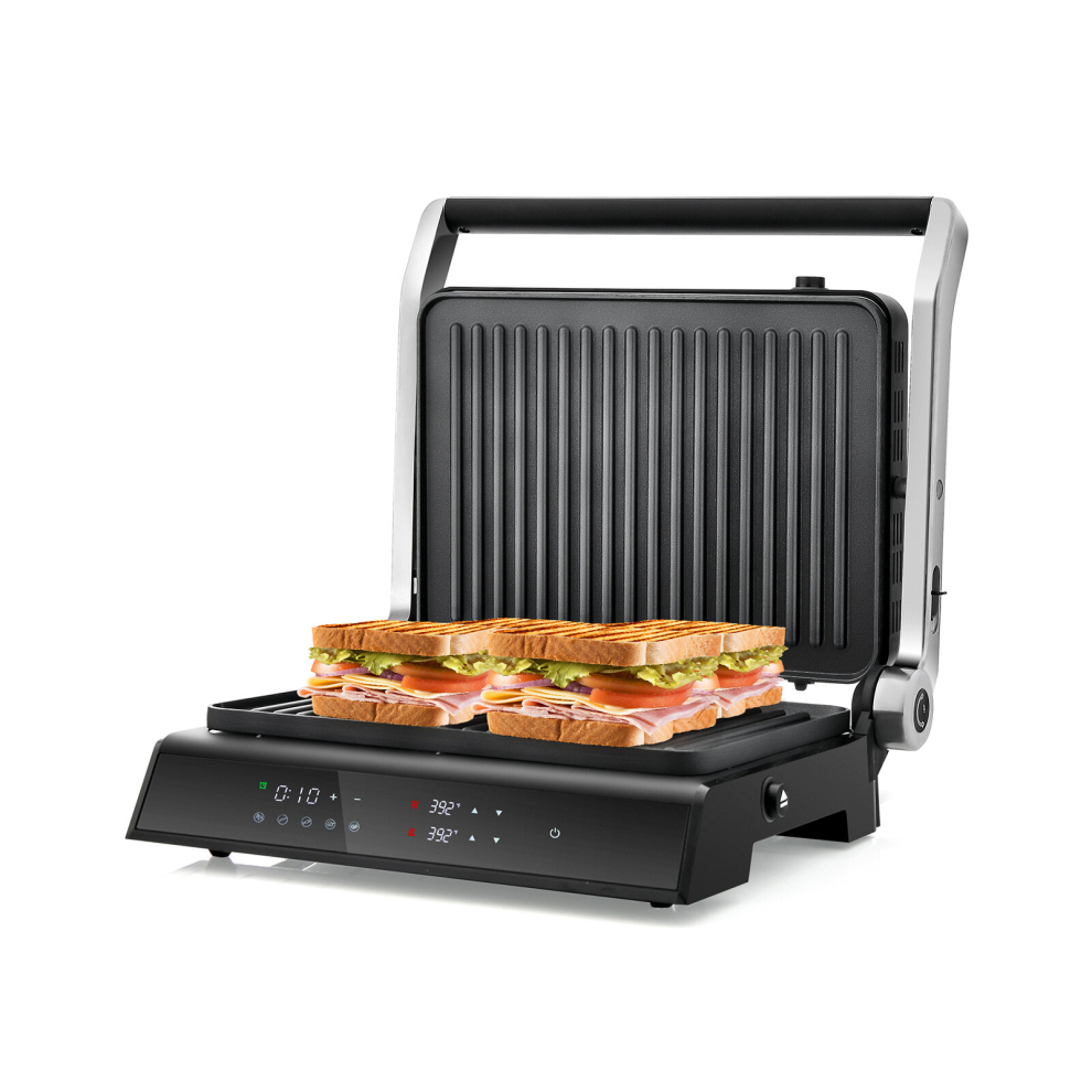 1200W Electric Press Grill Sandwich Maker w/ LED display & 5 Auto Cooking Modes