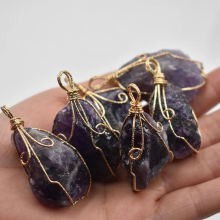 natural stone amethysts Irregular pendants for jewelry Accessories making 6pcs/lot