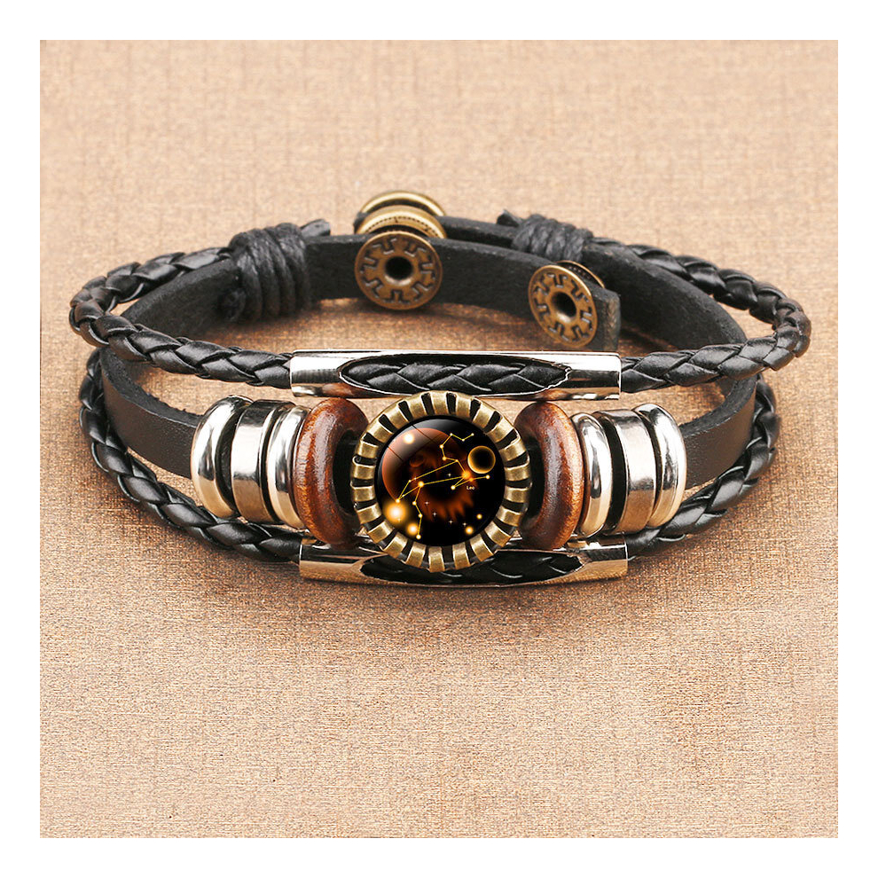 (Leo) Zodiac Signs Time Gemstone Vintage Brass Bracelet-image-OPC-PCVYRRJ-NEW