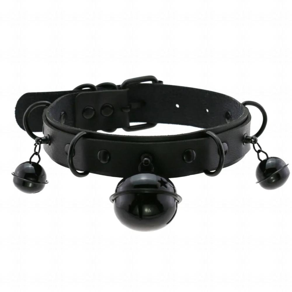 Multicoloured Sexy Punk Harajuku Gothic Choker Pu Leather Collar Necklace With Bells Club Party Goth Jewelry
