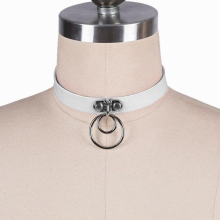 Rock Punk Style Cosplay Sexy PU Leather Choker Necklace Pendant O-Ring Statement Bondage Neck Jewelry Vintage Harajuku Goth