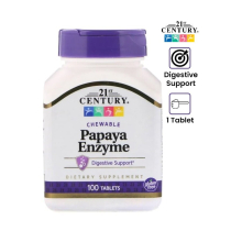 21St Century, Papaya Enzyme 100 Chewable Tablets, Digestive Support, Dietary Supplement