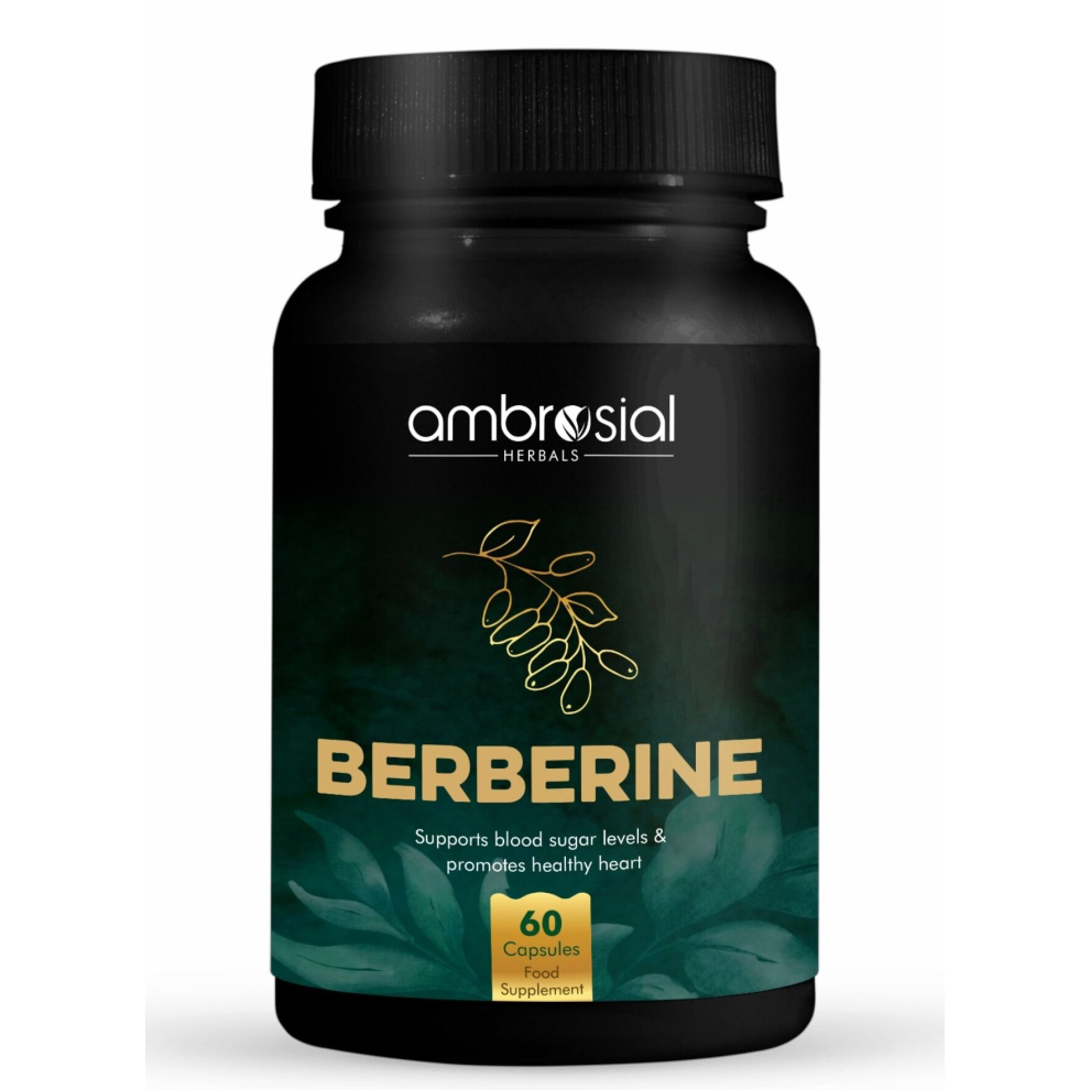 Ambrosial Berberine Hcl 500Mg 60 Capsule High Strength Supplement For Healthy Heart Functions & Healthy Blood Sugar Levels, Dietary Supplement