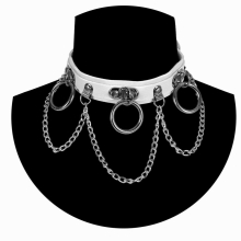 Punk Ring Chain Pendant Leather Necklace Collar Choker Punk Goth Collar Necklace O-Ring Pendant Accessories