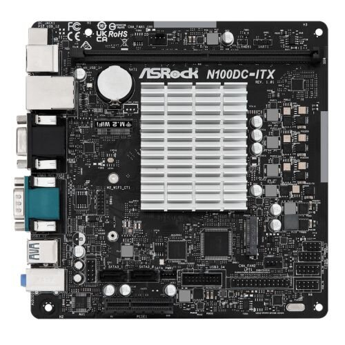 Asrock Moederbord - ASRock - N100DC-ITX - Intel Q-Core N100 - Koellichaam - Zonder Ventilator