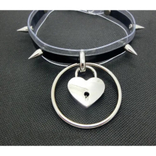 Harajuku Choker Rock leather Torques Collar belt Punk Clear O-Round Safe Heart Stud Necklace rivet