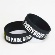 Hot 1PC Everybody Fit No Pain No Gain Silicone Wristband Wide Band Motto Rubber Bracelets & Bangles Armband Gift SH078