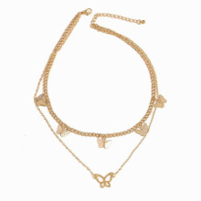 Retro Multi-layer Butterfly Pendant Necklace Clavicle Chain Necklace For Women Girls