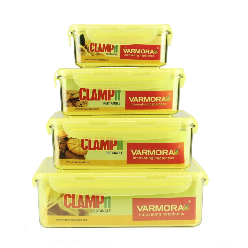 (Yellow) Food Storage Containers Set Clip Lock Airtight 4PC