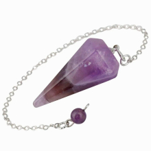 1Lot (5Pc) Purple Crystal Hexagonal Pointed Healing Reiki Chakra Pendulum Dowsing Divination
