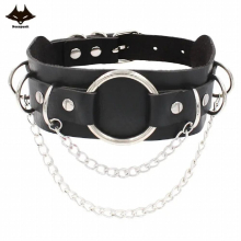 Gothic Punk Choker Necklaces Goth Chains Collar Pu Leather Chocker Necklace Bondage Club Party Accessories