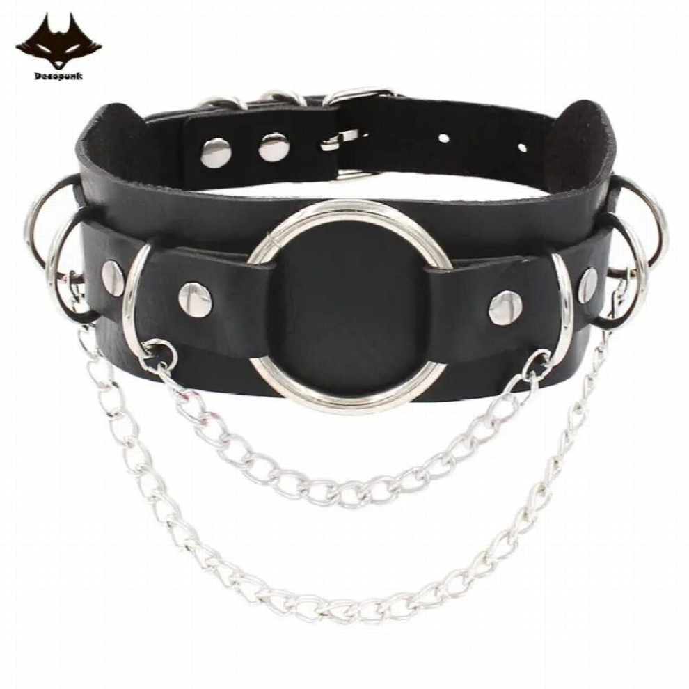 Multicoloured Gothic Punk Choker Necklaces Goth Chains Collar Pu Leather Chocker Necklace Bondage Club Party Accessories