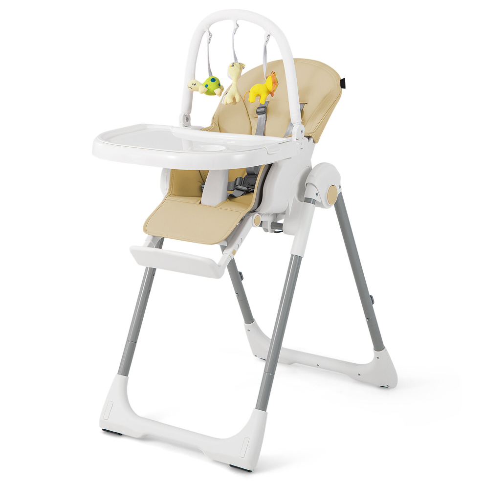 4-in-1 Baby Highchair Foldable Toddler Booster Seat w/ 7 Heights & 4 Reclining Angles