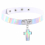 punk laser leather collar cross pendant reflective leather collar 6