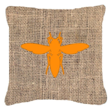 Yellow Jacket Burlap and Orange Indoor & Outdoor Decorative Fabric Pillow - 18 x 18 in.