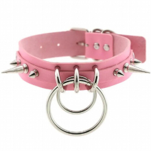 Punk Ring chain rivet spike leather collar sexy leather choker necklace for women
