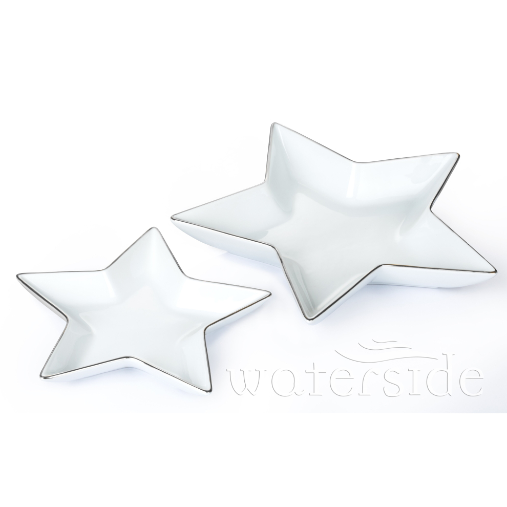 SET OF 2 PLATINUM RIM STAR SERVING PLATES