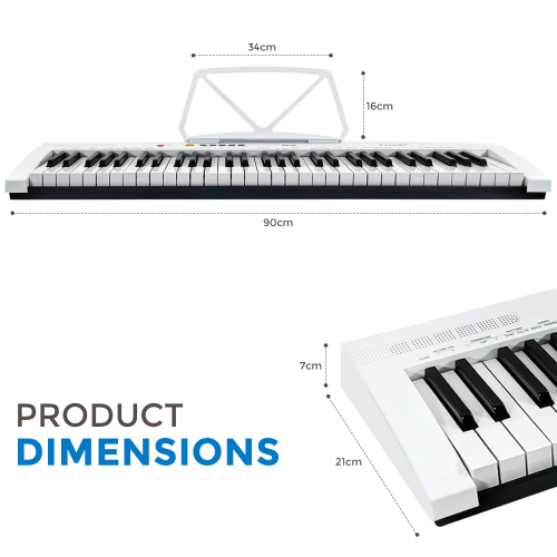 (White) 61 Keys Electric Keyboard Piano Digital Music Instrument includes Microphone 1