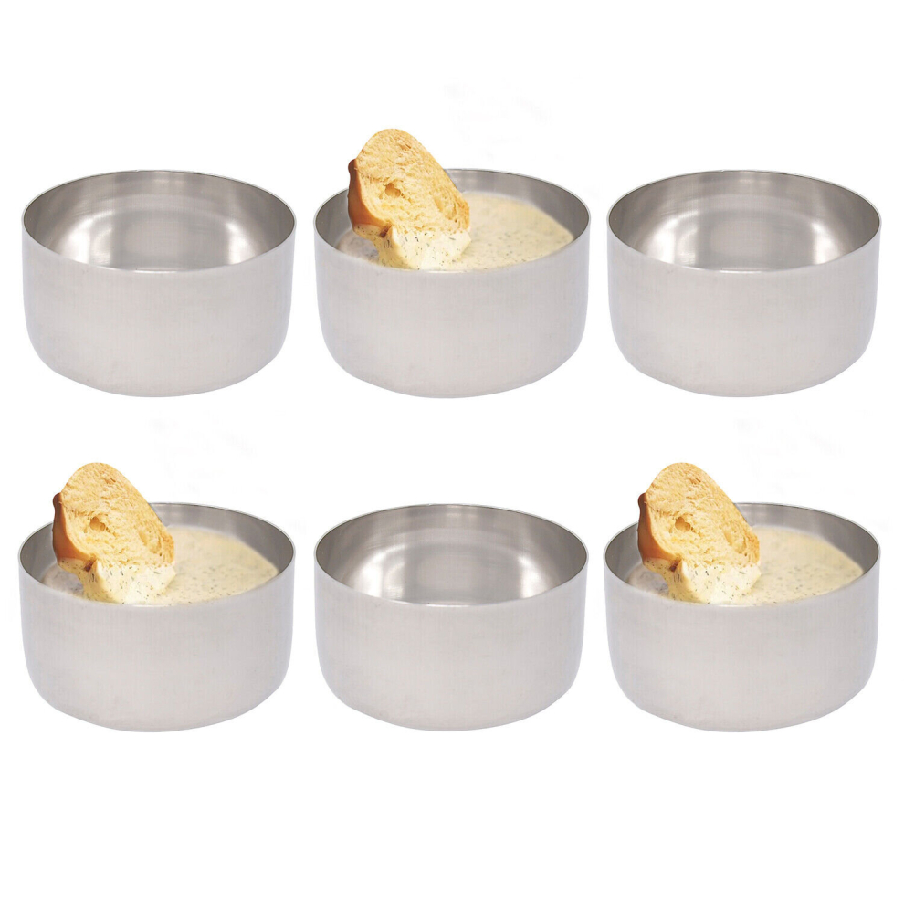 (8cm - 6pc) 6 x Sauce Ramekins Pots Stainless Steel Cups