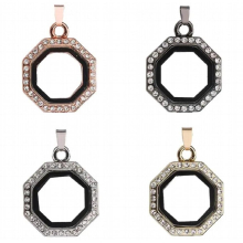10PCS/lot 4Colors for choise Rhinestones Geometrical shape Magnetic Glass Floating Locket Pendant Jewelrys