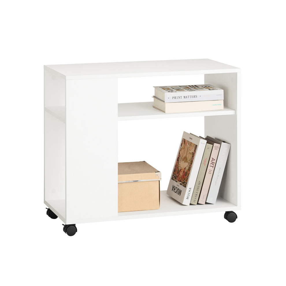 SoBuy® FBT34-W, Side Table End Table Coffee Table with Storage Shelves on Wheels