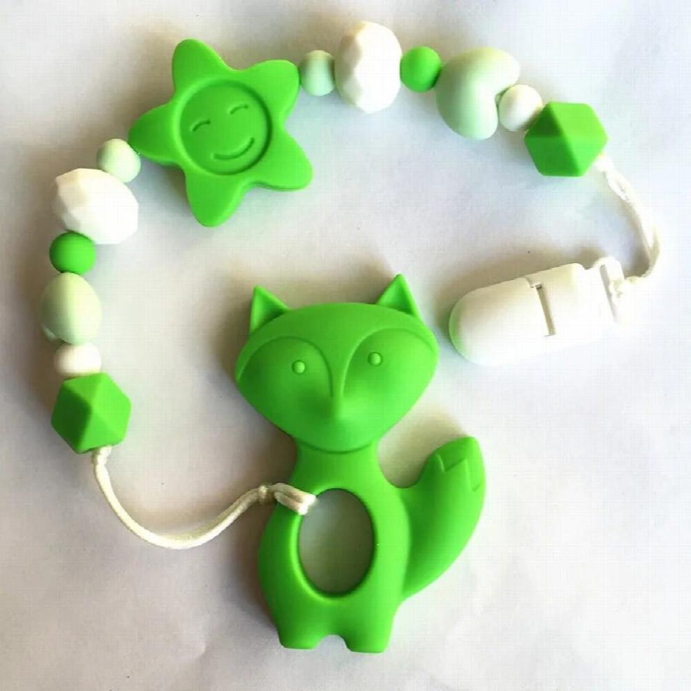 Bpa Silicone Teether Fox Pacifier Clip With Star Pendant - Silicone Sunflower Pendant Clips- Silicone Sunflower Teether Toy Multicoloured