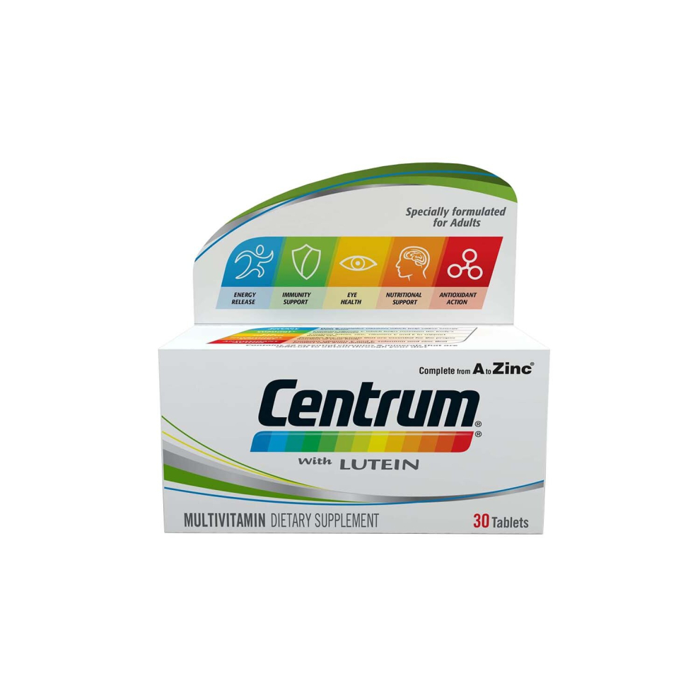 Halal Centrum With Lutein 30 Tablets, Supports The General Wellbeing Of Adults, Dietary Supplement