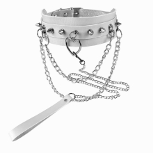 Necklace For Women Popularity Sexy Collar Leash Bdsm Harness Leather Exotic Rivet Chain Heart Accessories Choker Bondage Vintage