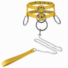 Collar Traction Rope Necklace Pendant Harness For Women Garter Belt Sexy Lingerie Stockings Body Bondage Leather Metal O-Ring