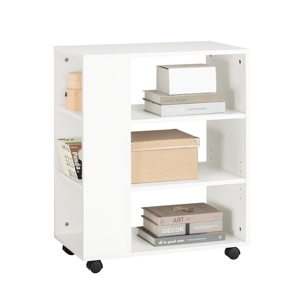 SoBuy® FBT68-W, 3 Tiers Storage Shelf Bookcase on Wheels Side End Table