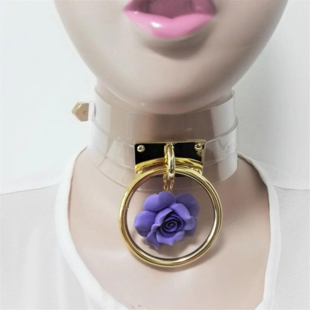 Multicoloured Sexy Harajuku Leather Punk Choker Necklace Flower Gold-Color O-Round Rivets Collar Goth Torque Hot Rock
