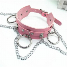 Leather Choker collar for women goth punk stainless steel chain harajuku Collar Sexy Vegan chocker bondage jewelry