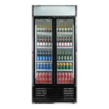 Contender 783L Double Hinged Glass Doors Commercial Display Refrigerator With Canopy
