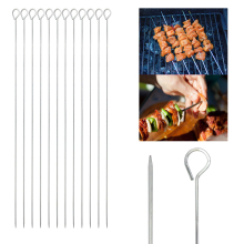 12PC BBQ Barbecue Metal Skewers Kebab Shish Meat Vegetable Grill