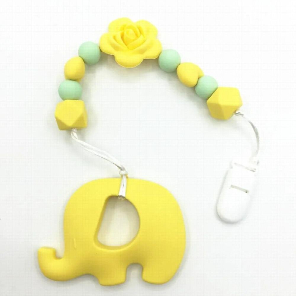 Silicone Teething Pacifier Clip with rose flower -silicone Universal Soother Clip -baby BPA for teething elephant pendant