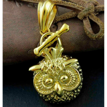 man Charm 316L Stainless steel Bling Golden Owl Pendant Jewelry L-89