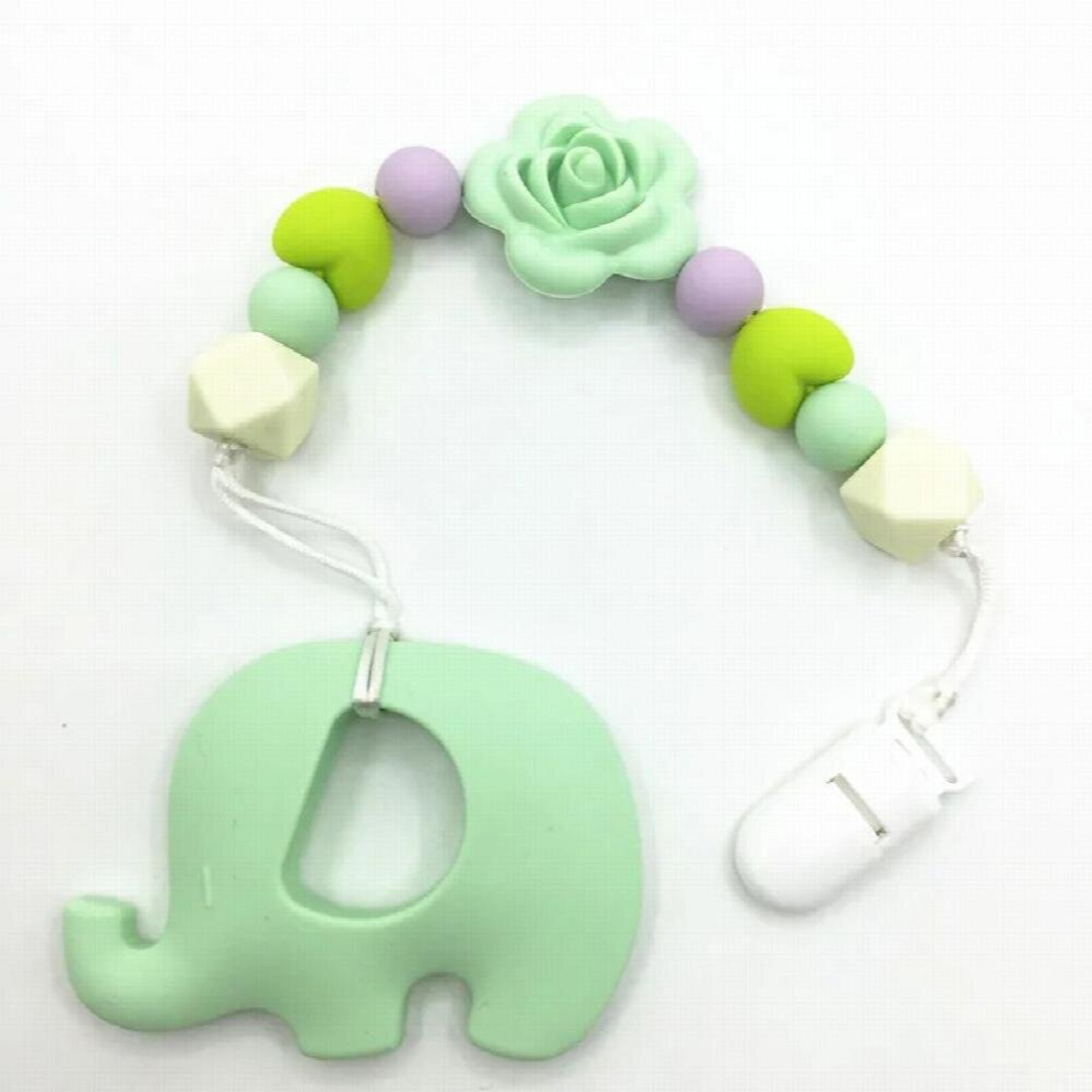 silicone pacifier rose flower clip with elephant teether silicone heart beads Teething Clip BPA for teething baby