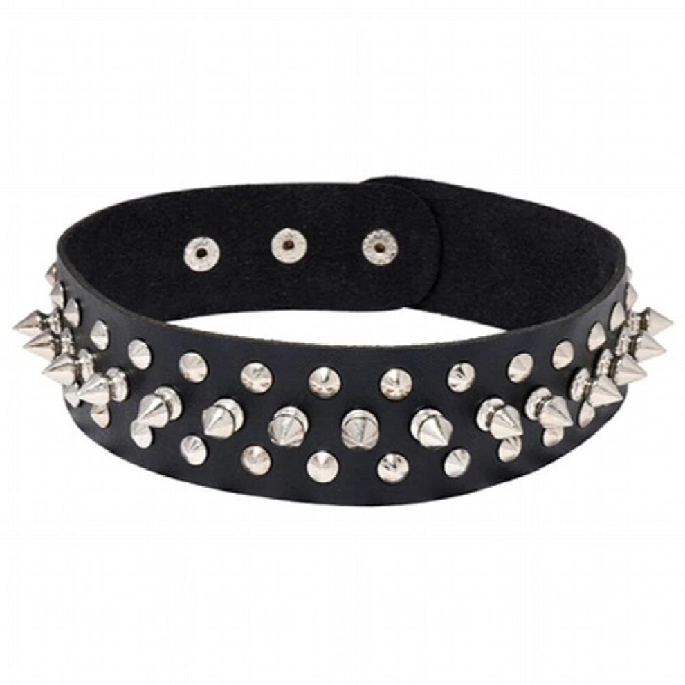 Multicoloured European And American Punk Rock Spiked Rivets Fun Leather Choker Street Nightclub Clavicle Chain Neckband