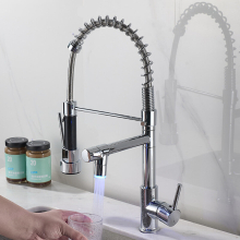 (Plating) Contemporary Kitchen Faucet with Pull Down Sprayer, Stainless Steel Single Handle Spring Kitchen Sink Faucets with Sprayer