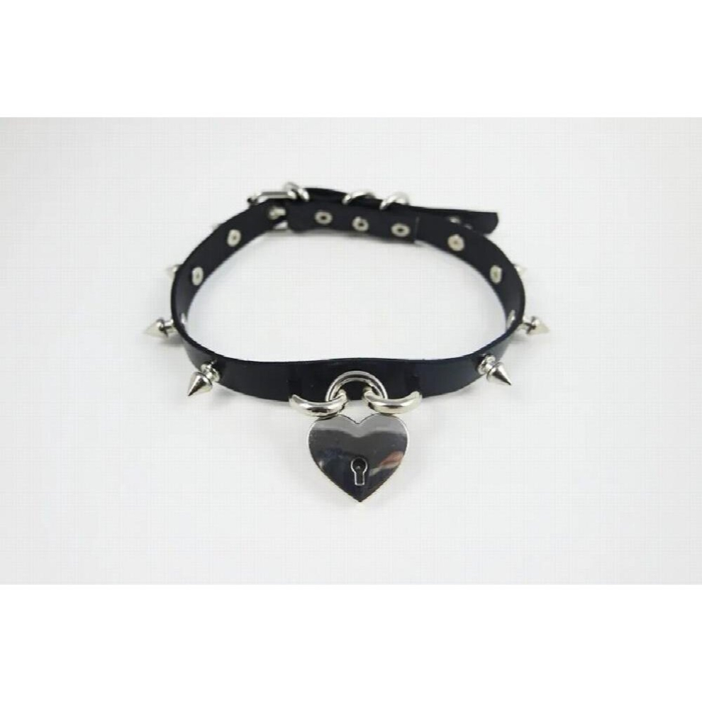 Multicoloured Harajuku Hot Punk Choker Goth Sweet Heart Lock&Key Rivet Necklaces Leather Collar Zyx77