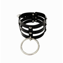 Harajuku Hot Punk Three Row Choker Goth Big O-Round Rivet Necklaces leather Collar party club torques